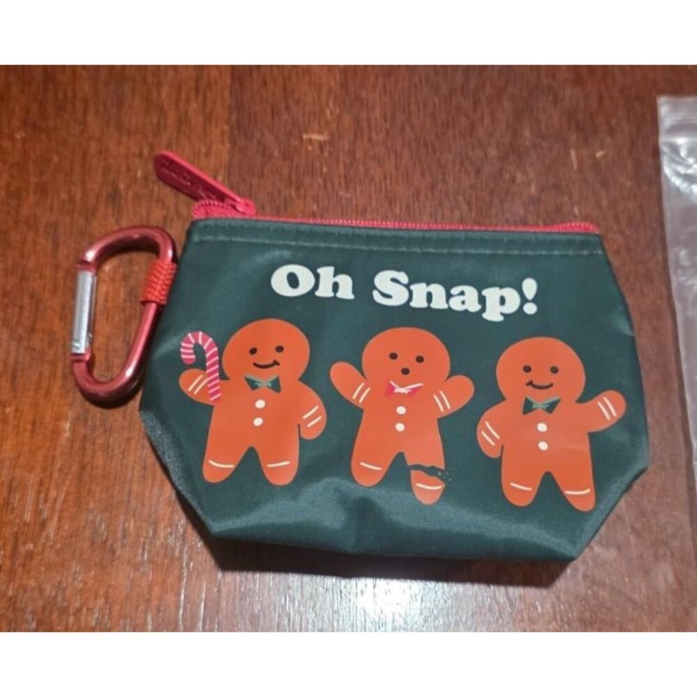 Thirty One Mini Clip Pouch Gingerbread Man Oh Snap! Christmas Cookie New w/ Tags